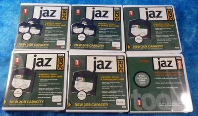 Iomega Jaz Disk 2GB Disk & Tool (6 pack) IBM 兼容 PC MAC Window 存储 — 第 1/4 张图片
