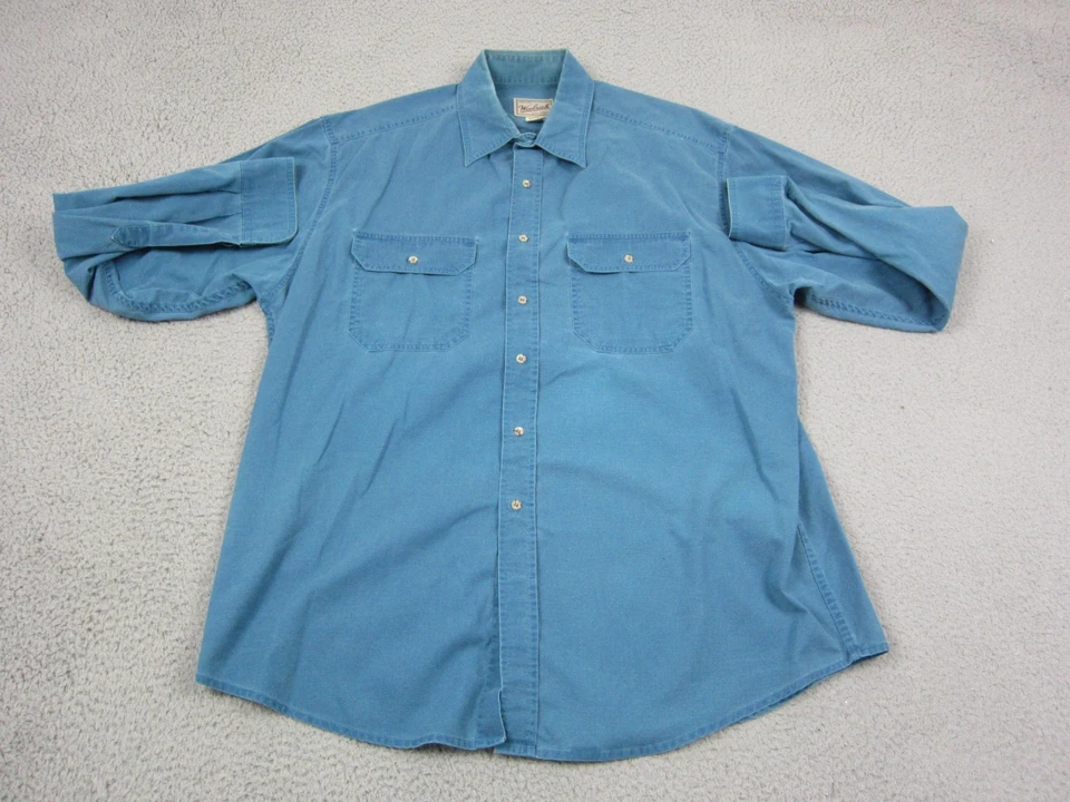 Vintage Woolrich Shirt Men Extra Large XL Blue Hunting Canvas Camping Safari - Image 1 of 4