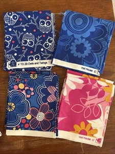 SET BESTEHEND AUS 4 oberen Schubladen helle Blumen & Eulen FAT QUARTER PAKET - 100 % Baumwolle - Bild 1 von 5