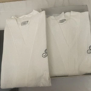 NEW LUXOR LINENS Egyptian Cotton White His & Hers Waffle Weave Robe One Size - Picture 1 of 6