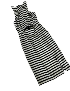 NICHOLAS Black White Stripe Stretch Poly Viscose Designer Dress Sz 8 - Bild 1 von 1