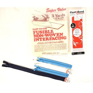  Lot of 4 Zippers 2 Iron on Adhesive Sewing Heat Bond Interfacing Crafting DIY - Picture 1 of 5