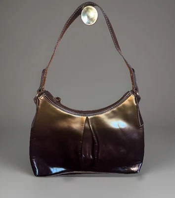 Bolsa de ombro Nine & Co couro envernizado brilhante alça superior ombré cobre bronze - Imagem 1 de 4