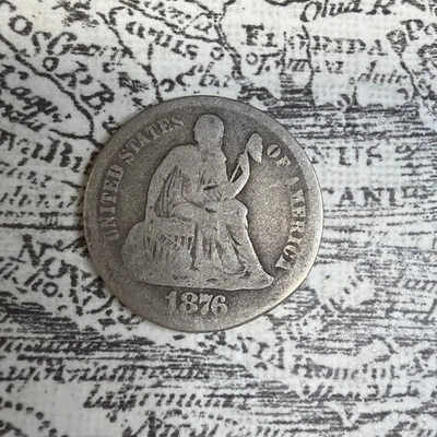 Seated Liberty Dime 1876 FINE - SD9 - Image 1 of 3