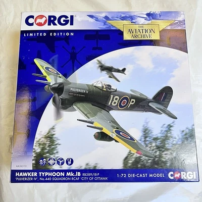 Rare Corgi AA36510 1:72 Hawker Typhoon Mk.IB RB389/18P Pulverized IV No.440 LID - Image 1 of 4