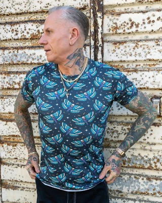 Unisex Estilo Años 80 NUEVA Camiseta Retro,Halloween: Death Head Moth Manga Corta Foto 1 de 3