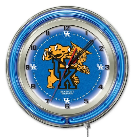 Kentucky Wildcats HBS Neon Blue Wildcat College Battery Powered Wall Clock (19") Cover