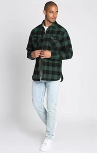 Jachs Men's Flannel and Thermal Long Sleeve Henley, Green, XL - Picture 1 of 4