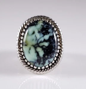 Anello Navajo Ned Nez Argento Sterling Grado Gemma Colina Verde Variscite Fatto a Mano - Foto 1 di 7