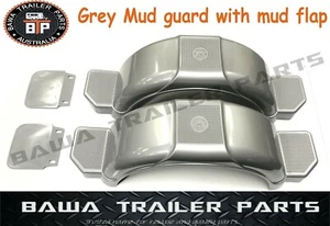14" - 15" Grey Plastic Mudguards with Mud Flap -PAIR-! Trailer Parts! - Picture 1 of 3