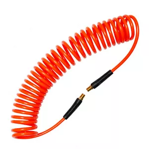 25' Recoil Air Hose for Compressor Tools Polyurethane 1/4" Male NPT Fittings - Picture 1 of 5