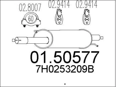 SILENCIEUX INTERMéDIAIRE VW TRANSPORTER T5 FOURGON 1.9 TDI,MULTIVAN T5 1.9 TDI - Photo 1/2