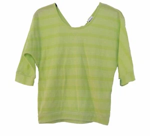 NEW Lime Green Striped Top GIRLS Size M Medium Roxy Girl Shirt V Knit Skater NWT - Picture 1 of 8