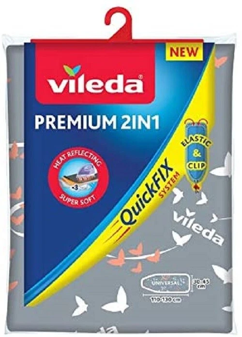 Vileda Premium 2in1 Bügelbrettbezug Universalgröße Schaumstoffpolster 110-130 cm - Bild 1 von 4