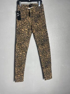 H&M LEOPARD PRINT SKINNY STRETCH JEANS WOMENS BROWN BLACK Size 2 - Picture 1 of 5