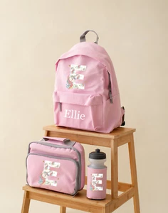 Personalised Kids Unicorn name Backpack, Rucksack ,Lunch Box, Bottle-2 sizes - Picture 1 of 12