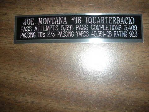JOE MONTANA ENGRAVED NAMEPLATE FOR PHOTO/DISPLAY/POSTER Cover