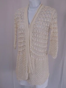 CALYPSO ST BARTH Women's White Loose Knit Cotton Stretch Cardigan Sweater Sz S - Picture 1 of 7