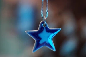 Sterling Silver 925 Pendant Necklace Blue Star 3.48g - Picture 1 of 5