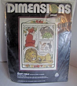 Kit de bordado vintage 1979 Dimensions Crewel fábulas de Esopo sin abrir # 1157 - Imagen 1 de 2