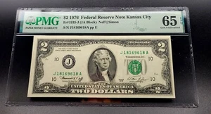 1976 $2 Federal Res. Note Kansas City Fr1935J 65 EPQ Gem Uncirculated - Picture 1 of 2