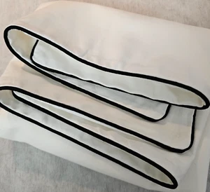 Isaac Mizrahi Live! 100% Cotton Pillow Cover Sham 26x26" White w/ Black Piping - Picture 1 of 9