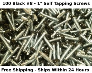 100 - #8 X 1" Black Self Tapping Pan Head Screws RV Trailer Camper Motorhome - Bild 1 von 3