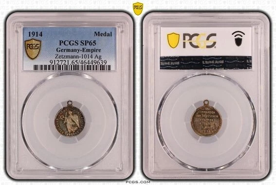 Germany Invasion of Belgium Brussels 1915 Silver Victory Pfennig Medal PCGS SP65 - Image 1 of 1
