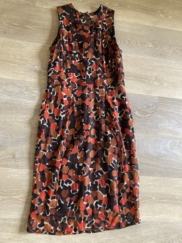 Abito da donna Burberry $895 seta completamente foderato stampa floreale testo logo taglia 4