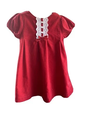 Nuevo en caja Vestido Nursery Rhyme Play Rojo Pana Talla 24 M Ojales Cinta Pana Foto 1 de 4