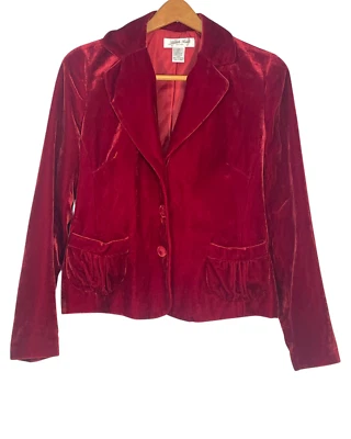 Бархатный блейзер Judith Hart Petites размер 12P куртка 3 темно-красный викторианский стимпанк - Изображение 1 из 4