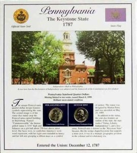 STATEHOOD QUARTER SET IN HISTORIC PANELS W// STAMPS