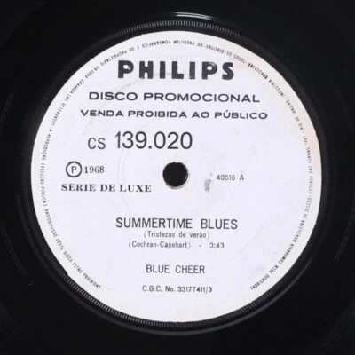BLUE CHEER: summertime blues / out of focus PHILIPS 7" Single 45 RPM Brazil - Image 1 of 2