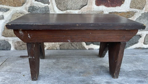 Vintage Small Wood Foot Stool Primitive Bench Rustic Country Farmhouse Cover