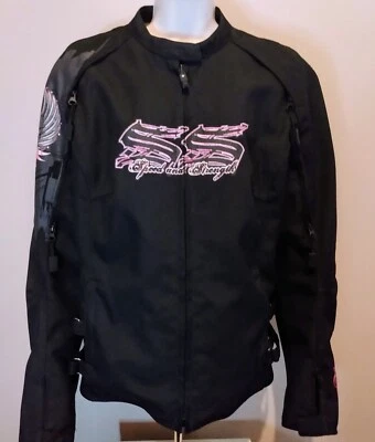 Speed & Strength Women's XL Armored Vented Motorcycle Biker Jacket Black/Pink - Image 1 of 4