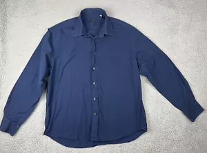 Prada Men’s Button Up Dress Shirt Navy Size 42/16.5 Romania Long Sleeve Casual - Picture 1 of 12