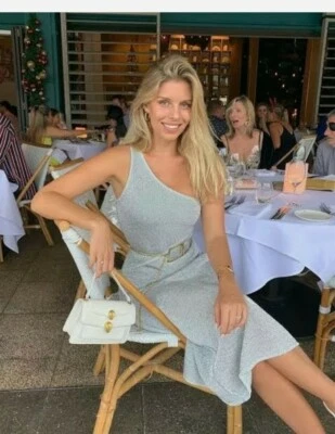 Vestido Sass & Bide "THE FAME GAME" Plateado Metálico Tejido Talla L Nuevo con Etiquetas Foto 1 de 4