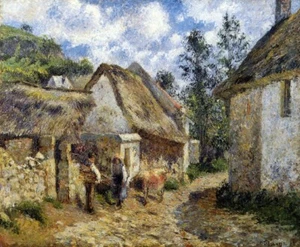 Camille Pissarro Street in Auvers Impressionism Print on Canvas 8x10 Cityscape - Picture 1 of 2