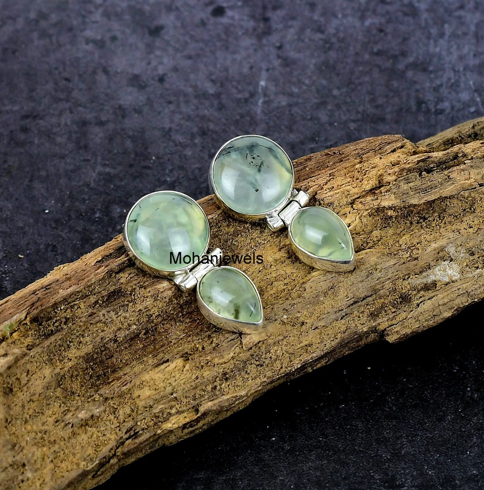 Pendiente de perno prisionero enchapado en plata con piedras preciosas de rutilo natural regalo para ella Foto 1 de 4