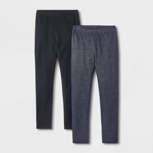 Cat & Jack Girls' 2-Pack Adaptive Leggings - Size XS (4/5) Black/Blue - Picture 1 of 5
