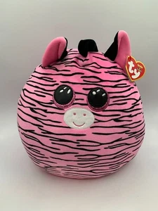 NEW TY Squish-A-Boos Pillow Soft Stuffed Toy ZOEY Pink Zebra 14" Tags Squishy - Picture 1 of 10