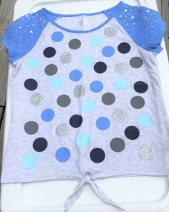New Polka Dot Justice Embellished Shirt Tie Front Top Size 18 NWT - Picture 1 of 3