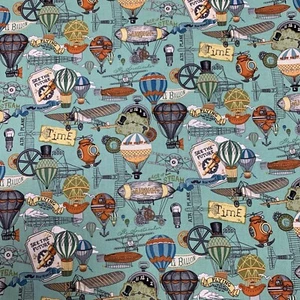 NUTEX FABRIC - 100% Cotton - Victorian Vintage Flight - Blue  (80340-102) - Picture 1 of 6