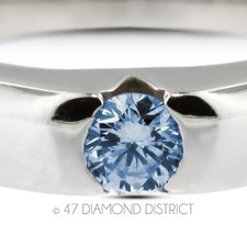 0.83ct. Blue-Si1 Vg Round Certify Diamond 14K Gold Tension Engagement Ring 8.6gm