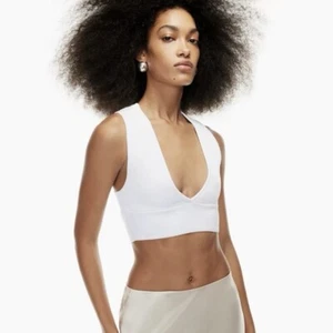 Aritzia Babaton Neu mit Etikett Sculpt Knit Deep V Tank in Weiß Größe L - Bild 1 von 8
