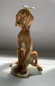Statuetta Vintage Giuseppe Cappe Cane Con Farfalla Capodimante Firmata Porcellana - Foto 1 di 16
