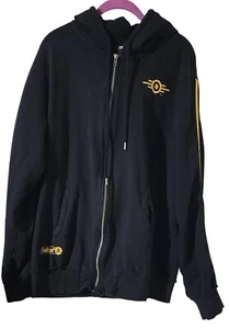 Fallout 76 Black Zip-Up Hoodie With Vault-Tec Yellow Stripe Design XXL Officiall - Picture 1 of 9