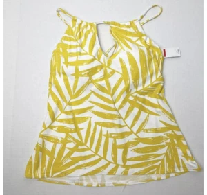 Carmen Marc Valvo Swimsuit Top White Bamboo Yellow Leaf XS NWT - Picture 1 of 8