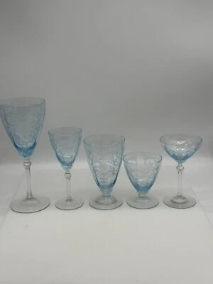 Variety Of 5 Different Sizes And Shapes FOSTORIA VERSAILLES AZURE BLUE - Image 1 of 4