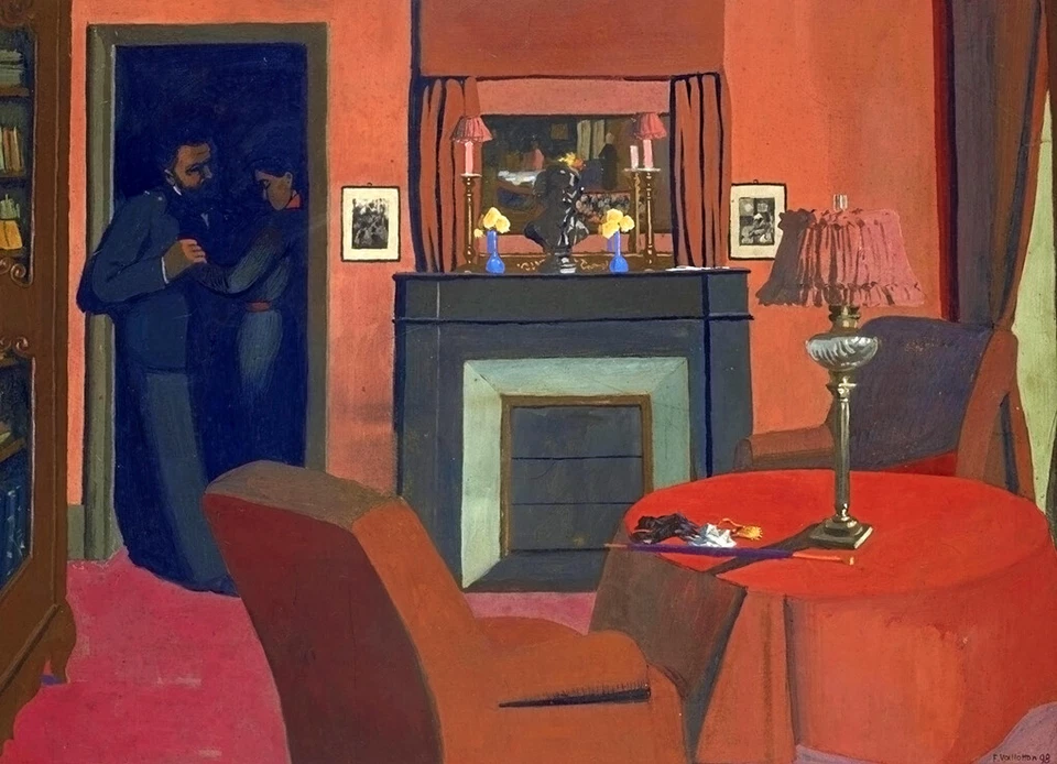 FELIX  VALLOTTON THE RED ROOM ILLUSTRATION ART GICLEE PRINT FINE CANVAS - Image 1 of 1